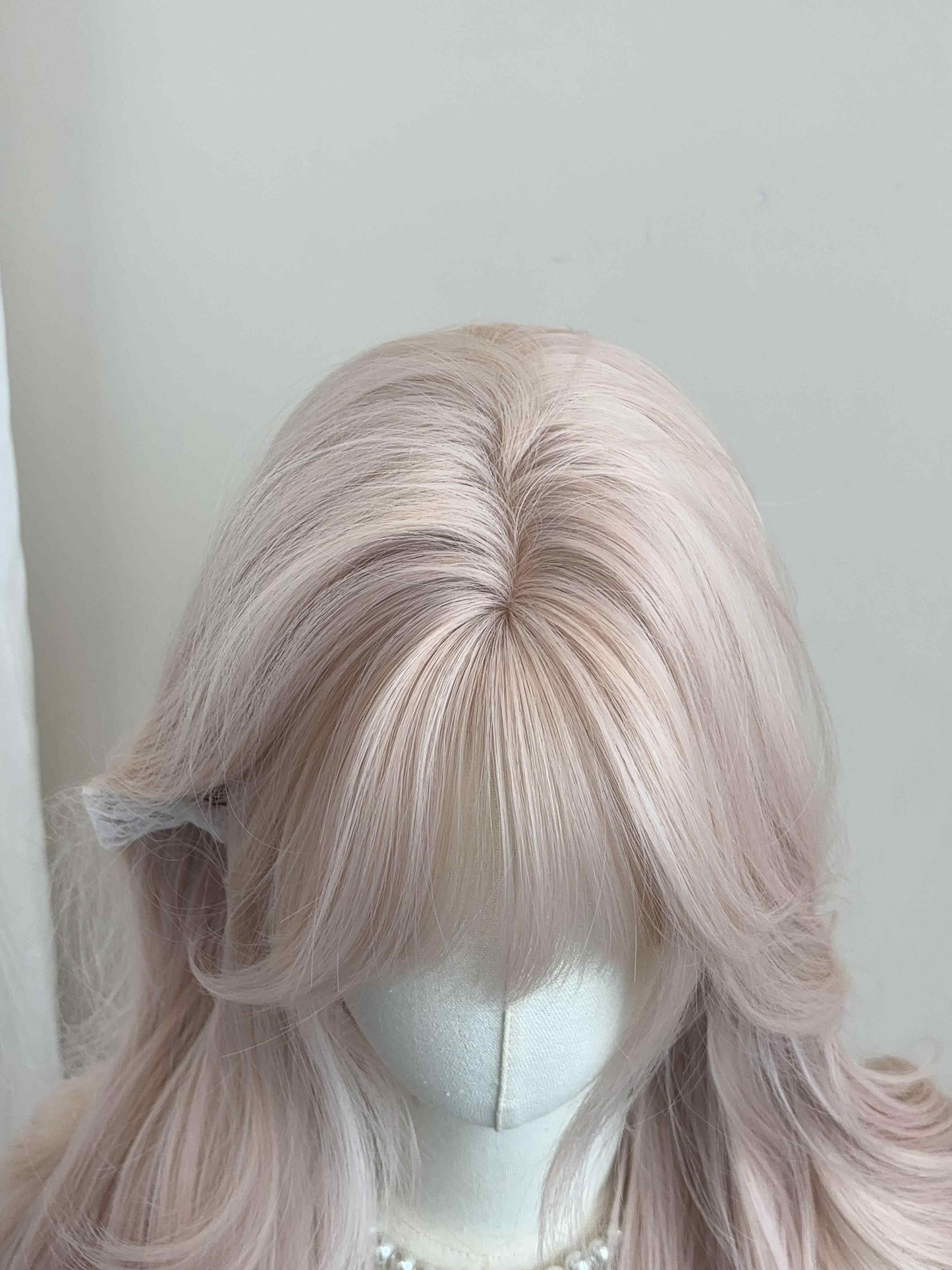 Pink Gold Long Curly Wig