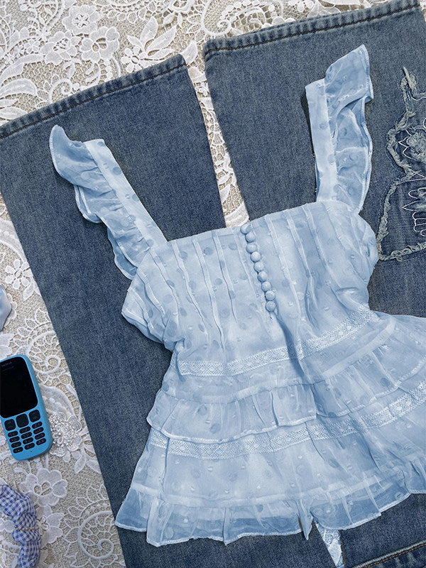 blue mesh tank top