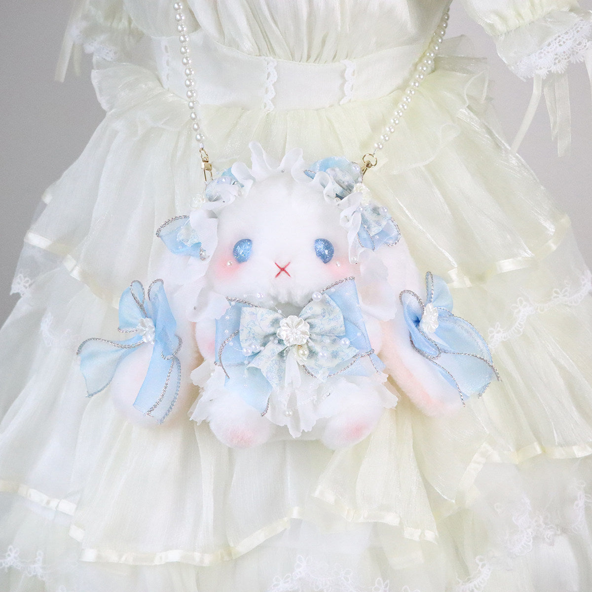 baby blue lolita plush rabbit bag
