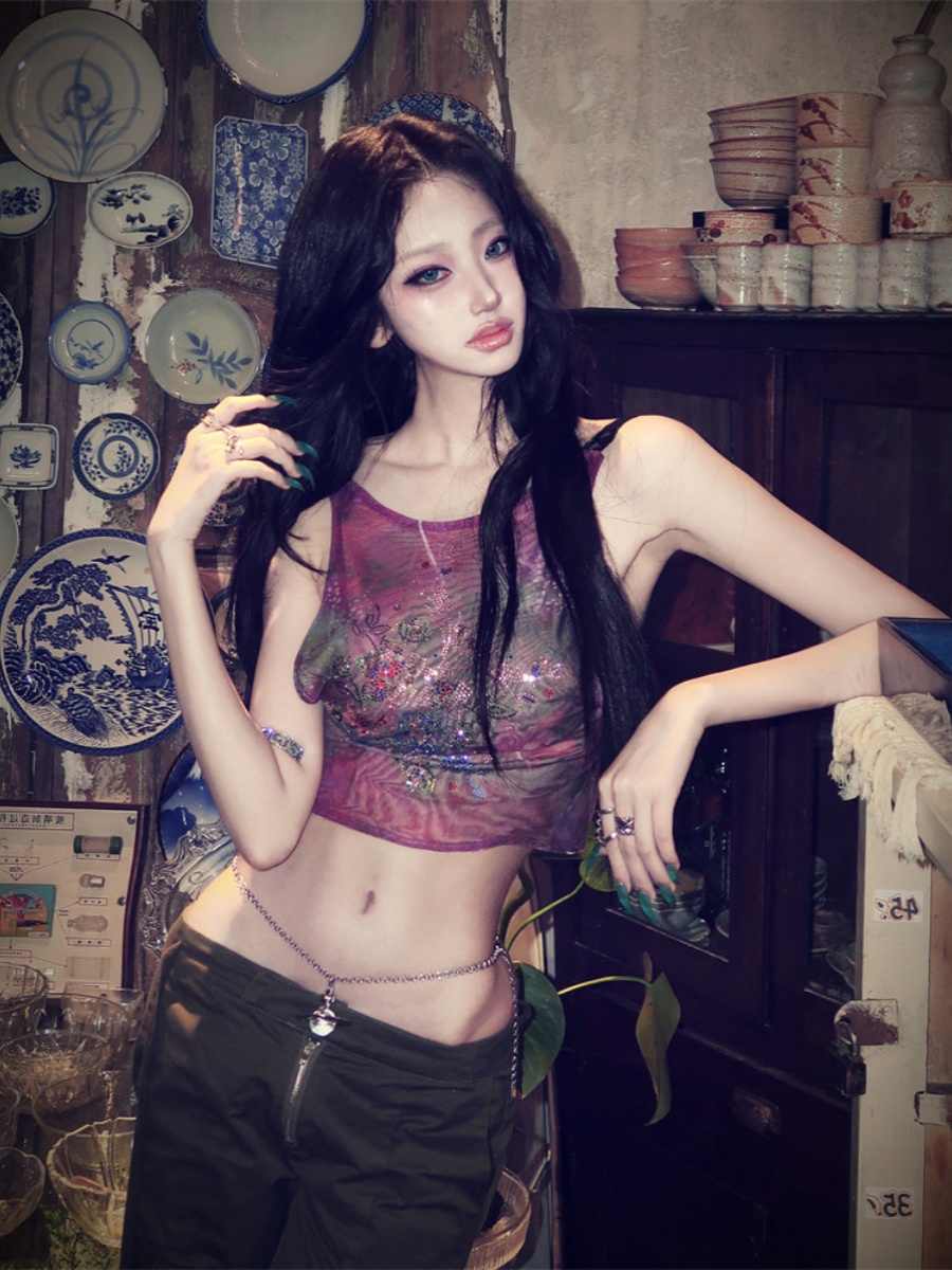 Y2K Diamond Backless Top