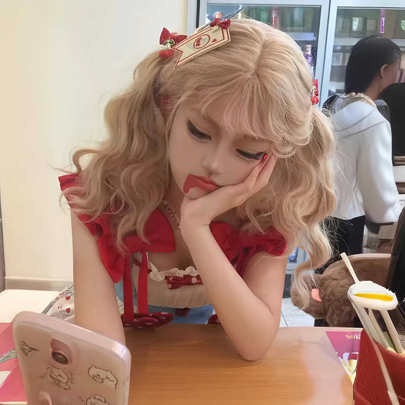 Doll Platinum Curly Long Wig