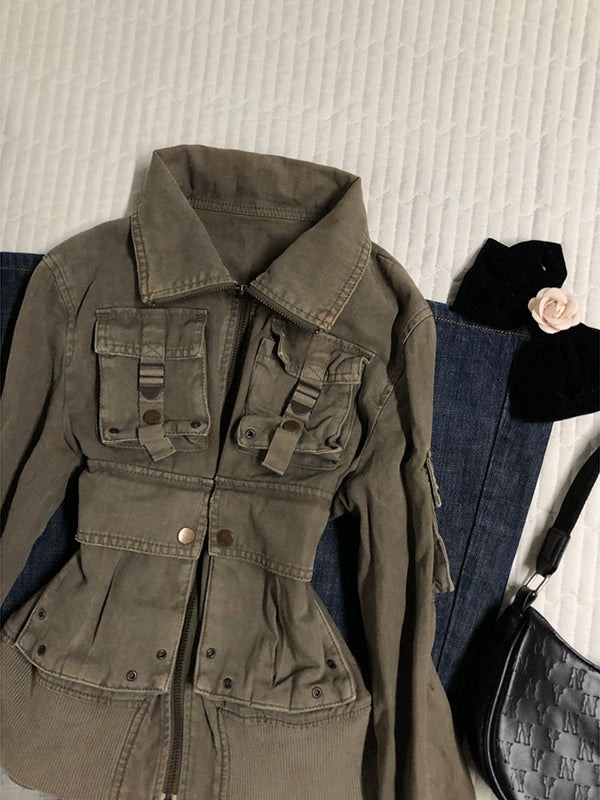 green distressed jacket