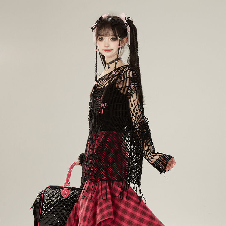 Y2K Gothic Spider Hollow Knitted Top