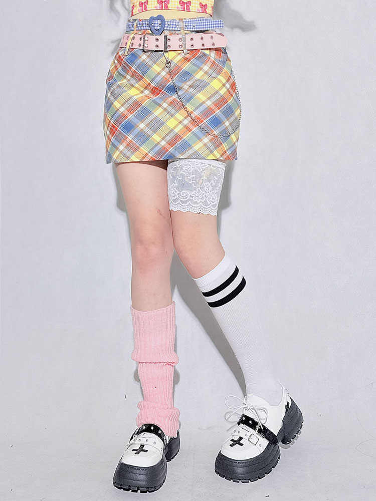 Y2K Plaid Cover Hip Skirt
