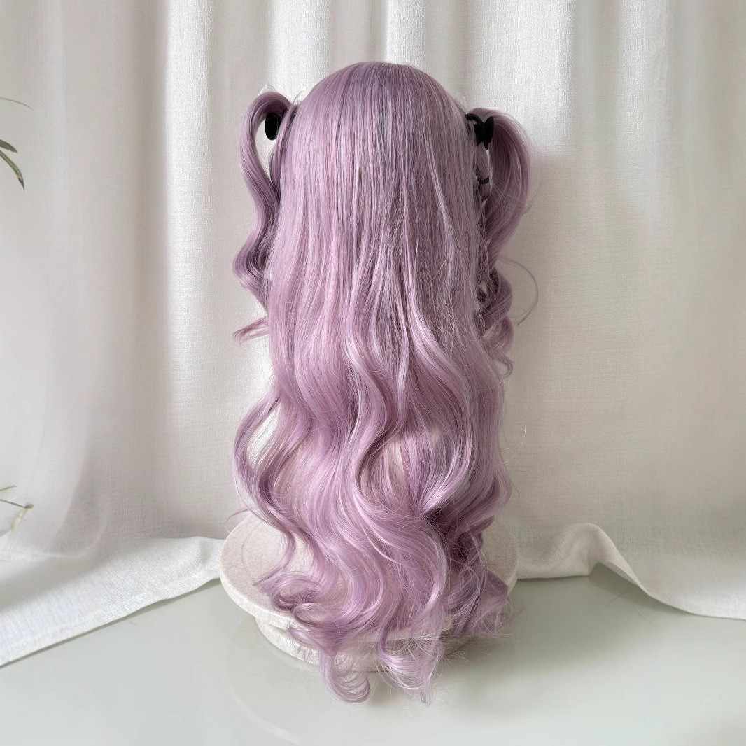 Purple Sideburns Long Curly Wig