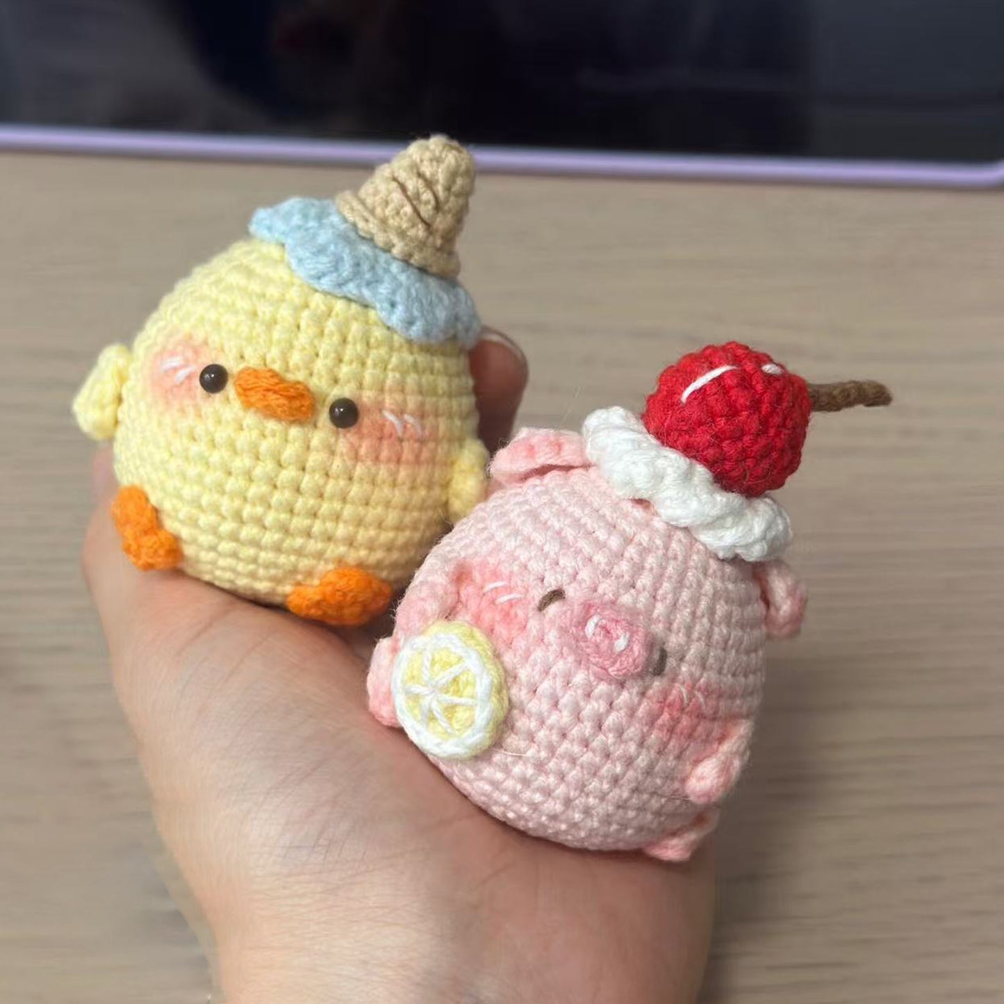 Handmade cream cake pig duck material package doll
