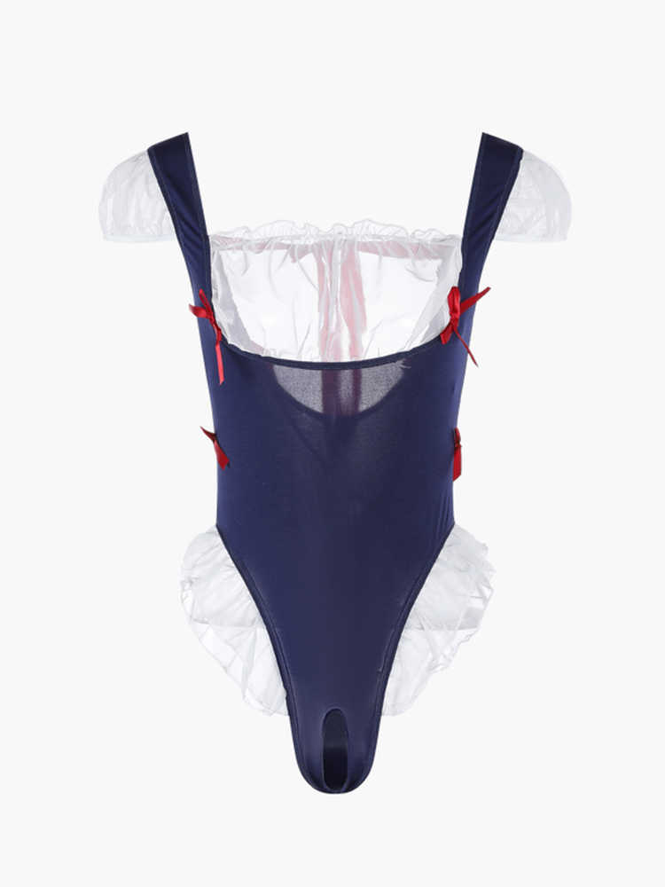 Navy Puff Sleeves Lingerie