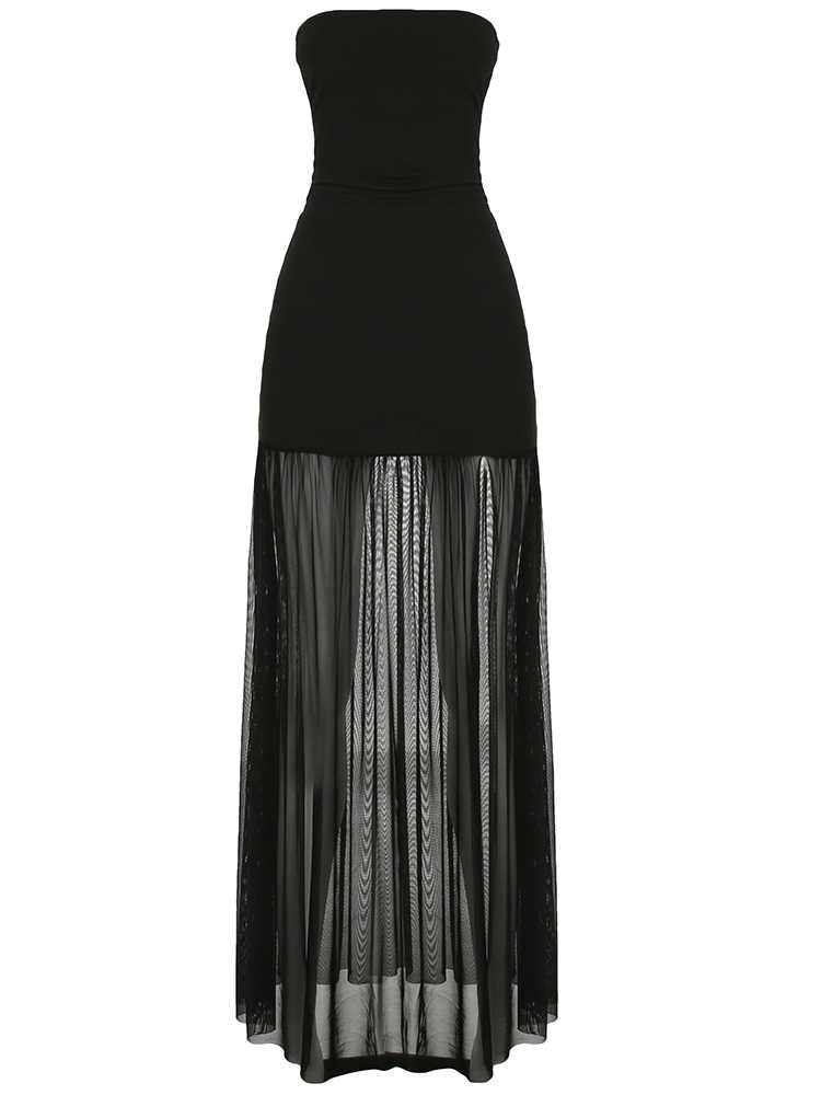 Mesh Off-shoulder Tube Top Dress