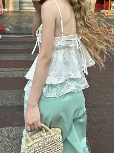 Coquette Bow Lace Tank Top
