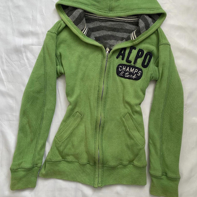 retro green hooded sweatshirt