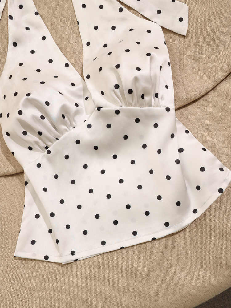 Retro Polka-dot Halter-neck Camisole