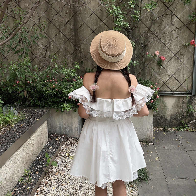 One-shoulder Lace Bow Fairy Dress