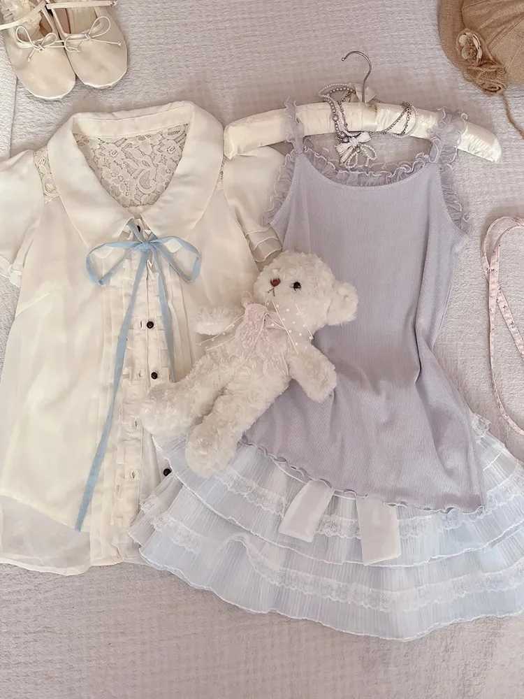 Retro Ruffled Shirt Cake Skirt Three-piece Set
