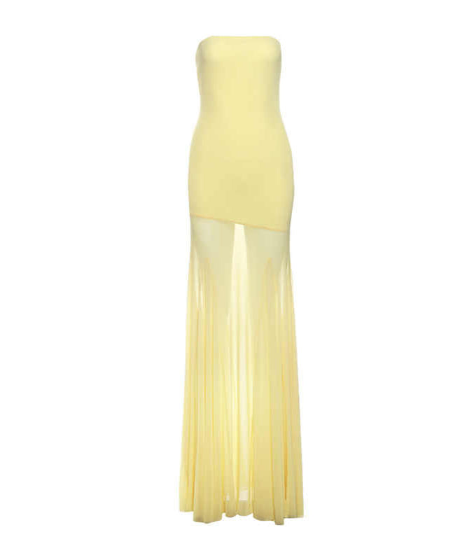 Bright Cream Yellow Mesh Dress