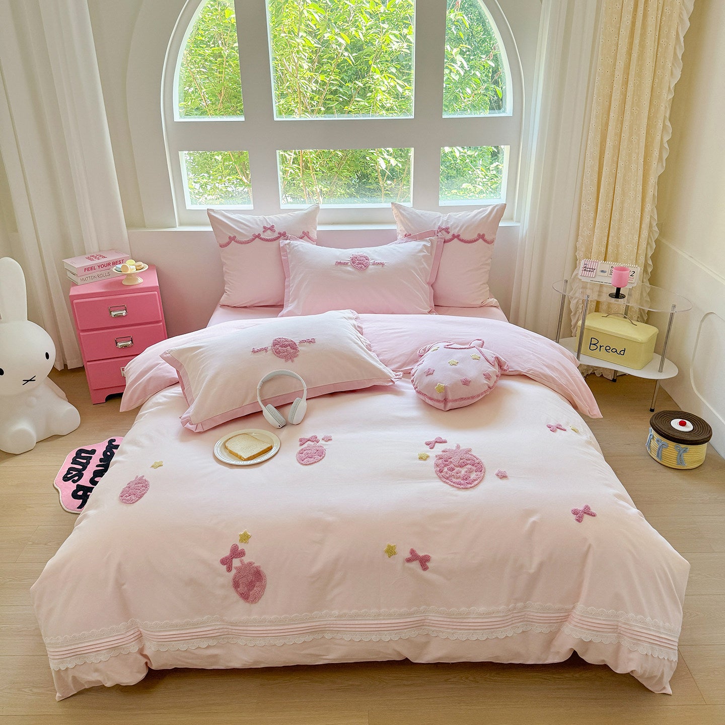 Pure cotton brushed quilt four-piece set