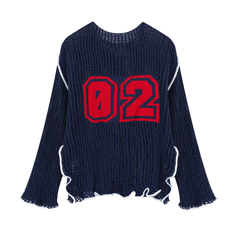 Acubi Hollow Knitted Long-sleeved Top