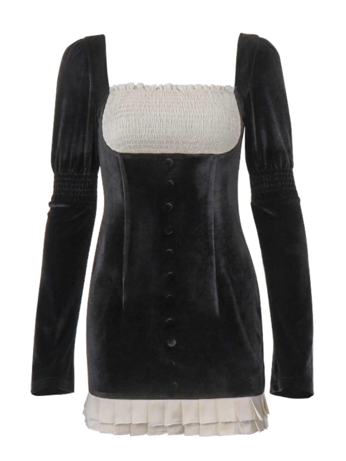 French Dark Coquette Velvet Mini Dress