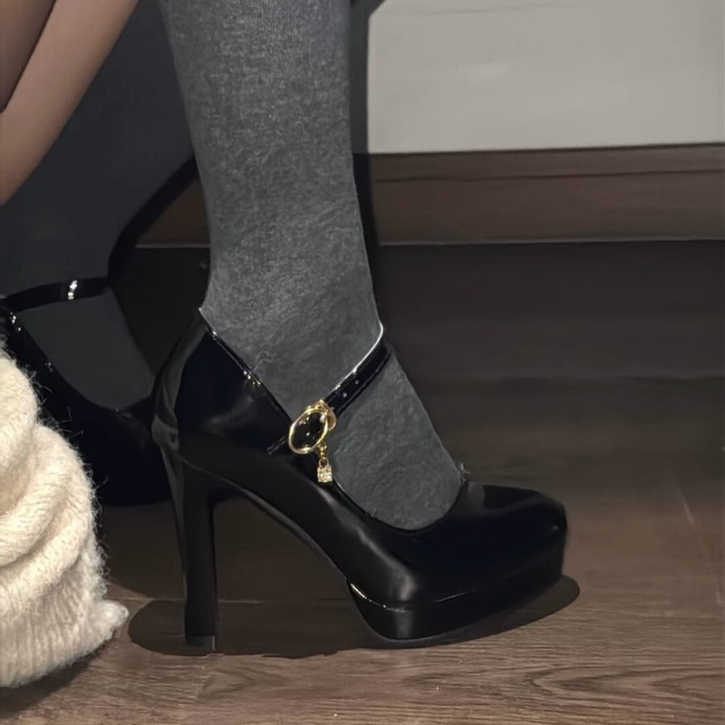 Preppy Buckle Mary Jane High Heels