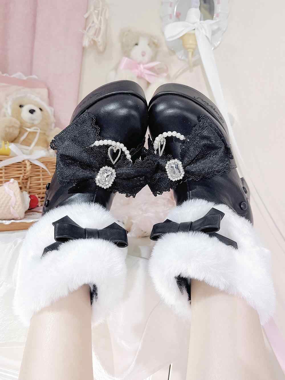 Snow Bows Rhinestone Short Boots