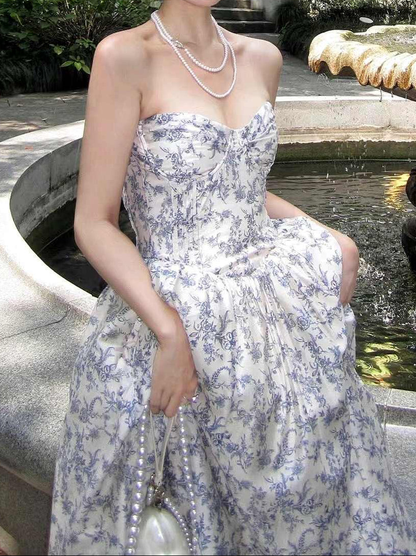 Navy Floral Corset Dress