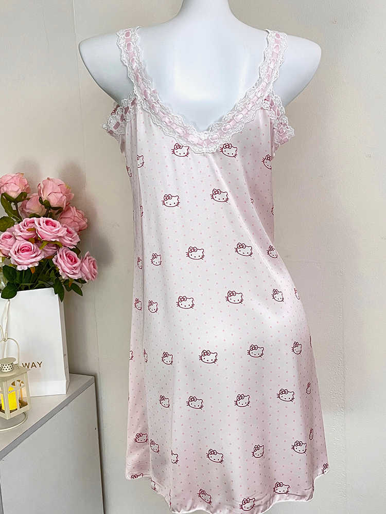 Silk Kitty Suspender Pajamas