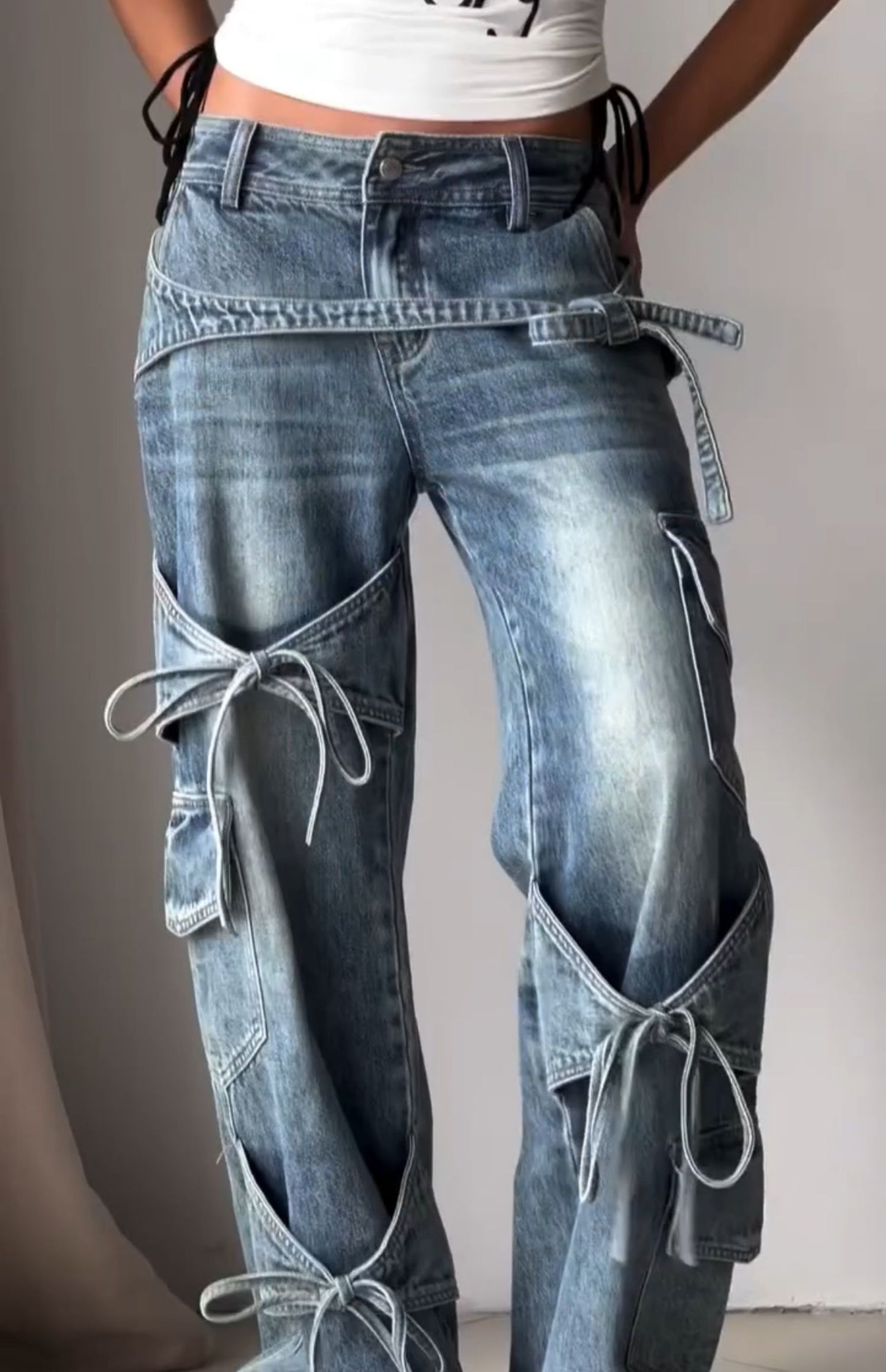 Coquette Bow Tie Y2K Jeans