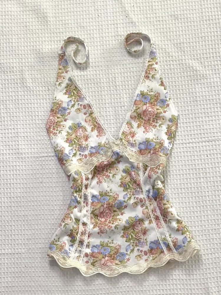 floral v-neck tank top