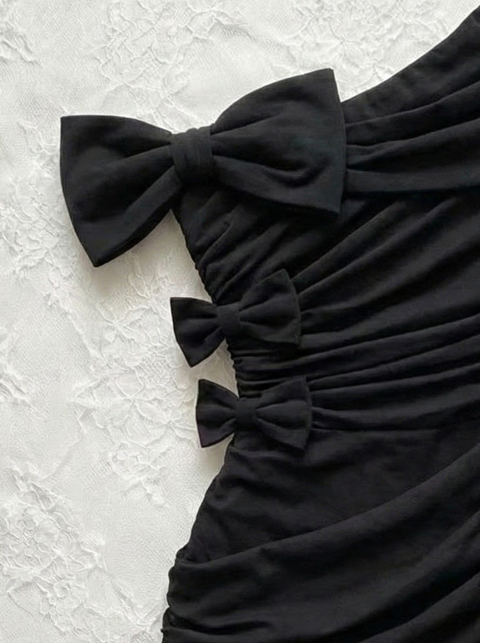 dark coquette bows dress