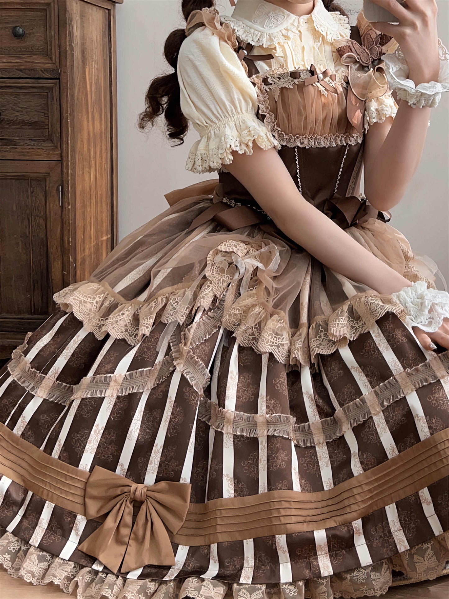 Baby Blue Mesh Pink Bow Lolita Dress