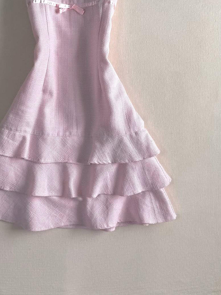 pink coquette bow suspender dress