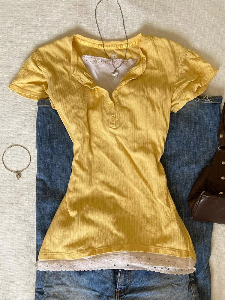 yellow lace tank top+shirt