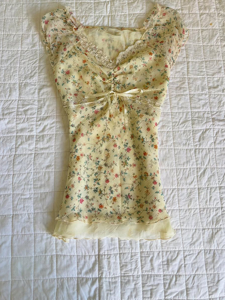 vintage yellow floral shirt