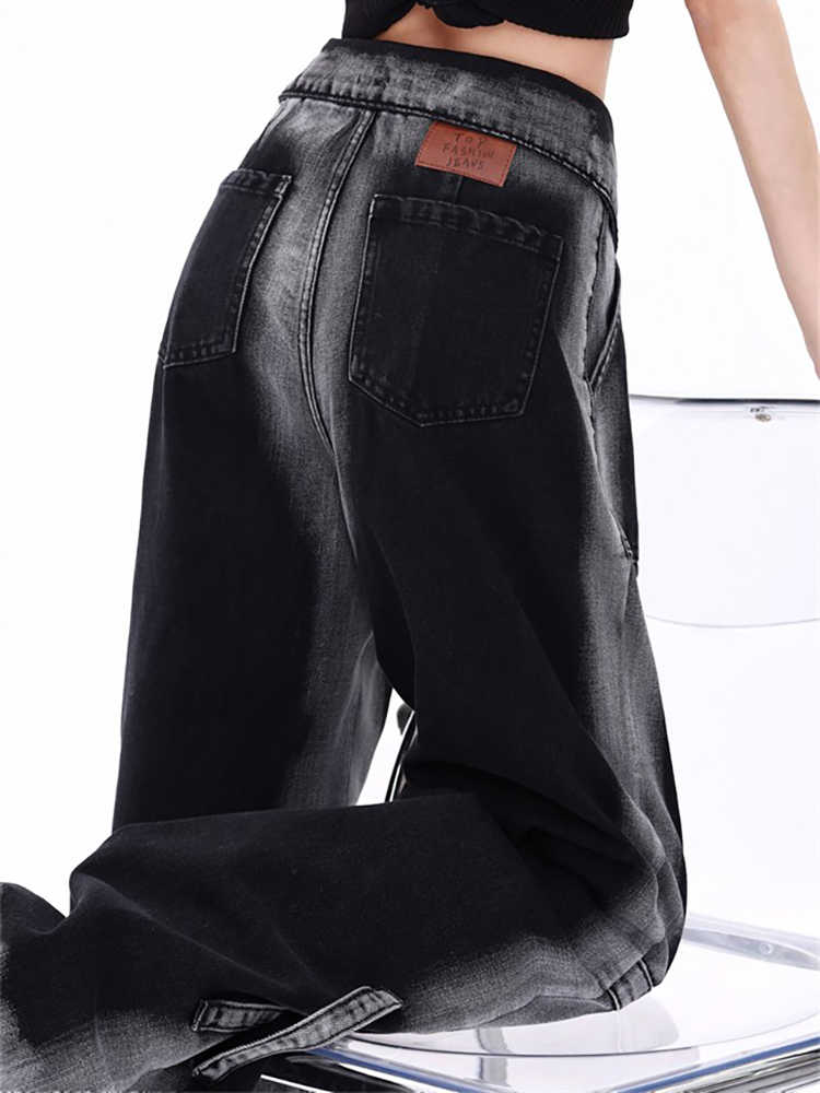 Grunge Street Distressed Cuff Baggy Jeans
