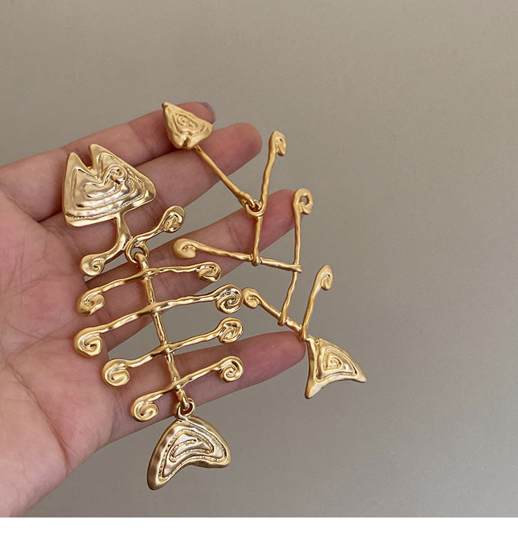 Fishbone Exaggerated Earrings