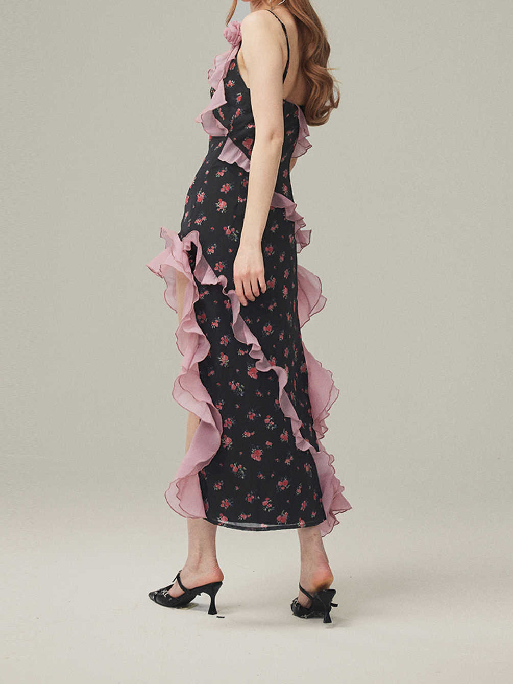 Floral Ruffled Suspender Dress