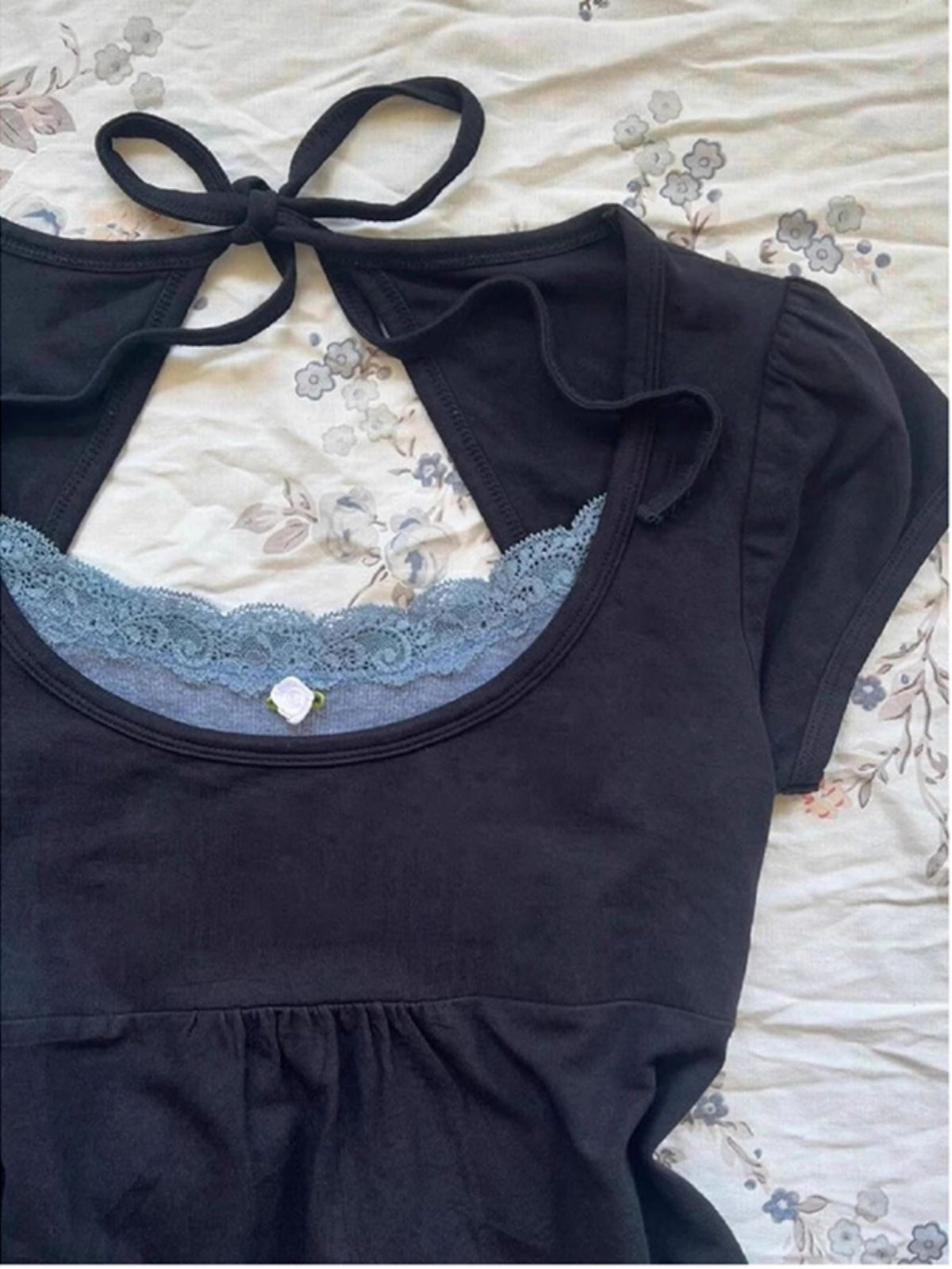 Fake two-piece retro halter tops