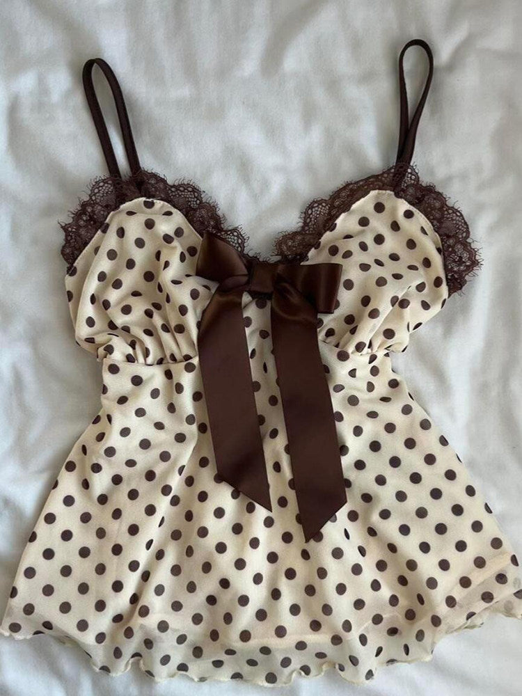 brown polka dots tank top