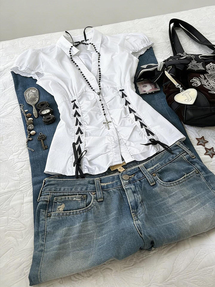 retro white corset shirt