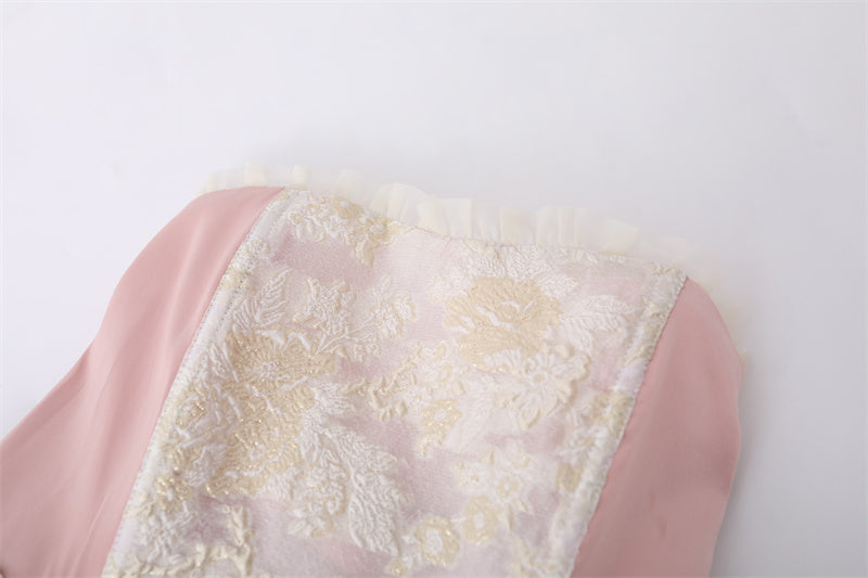Retro Jacquard Ruffled Dress