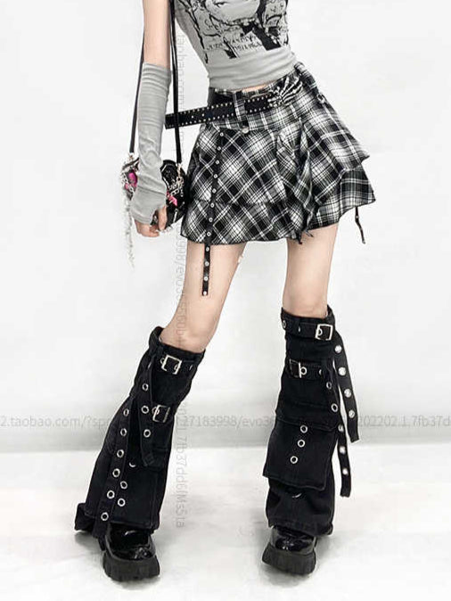 Y2K Belts Black Denim Leg Covers