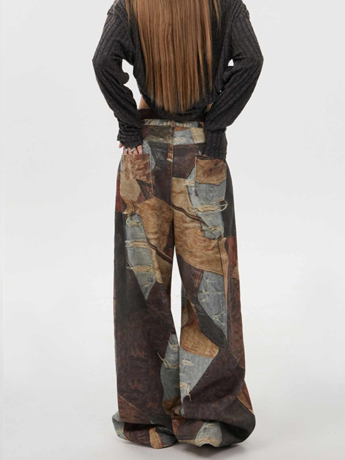 Grunge Designed Printed Baggy Pants