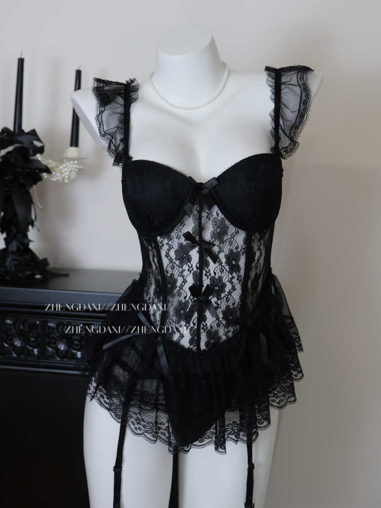 Lace Mesh Fishbone Bra Top
