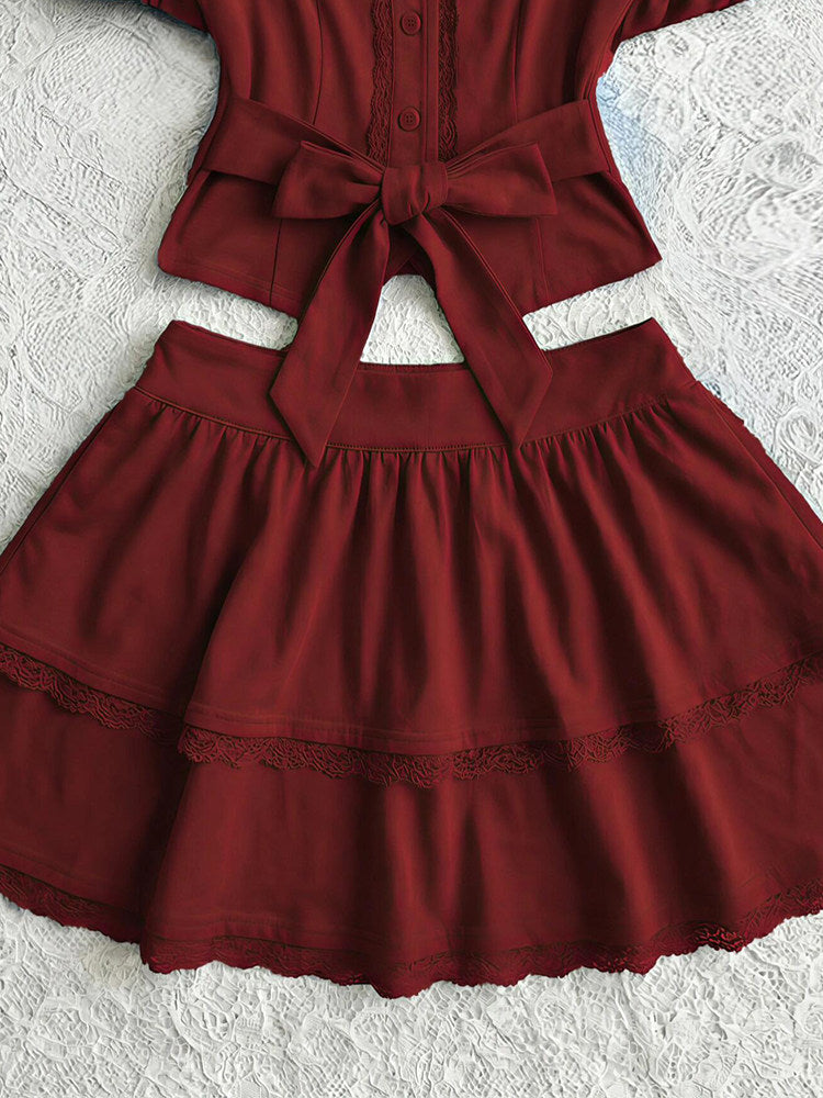 retro v-neck red coord