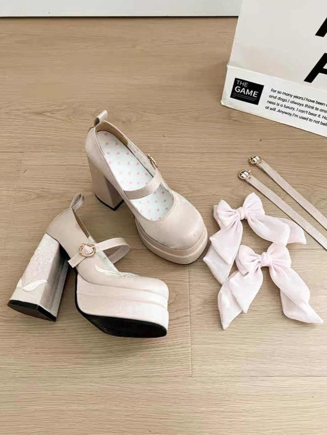Peach Bow Lolita High Heels