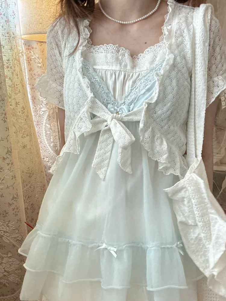 Vintage Baby Blue Skirt Three-piece Suit