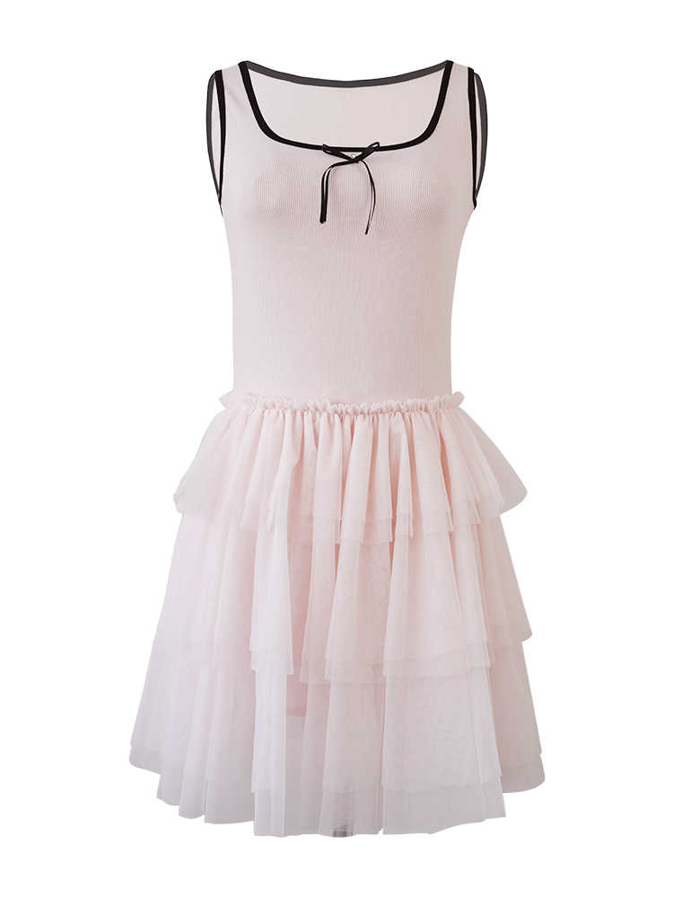 Pink Ballet Knitted Mesh Dress