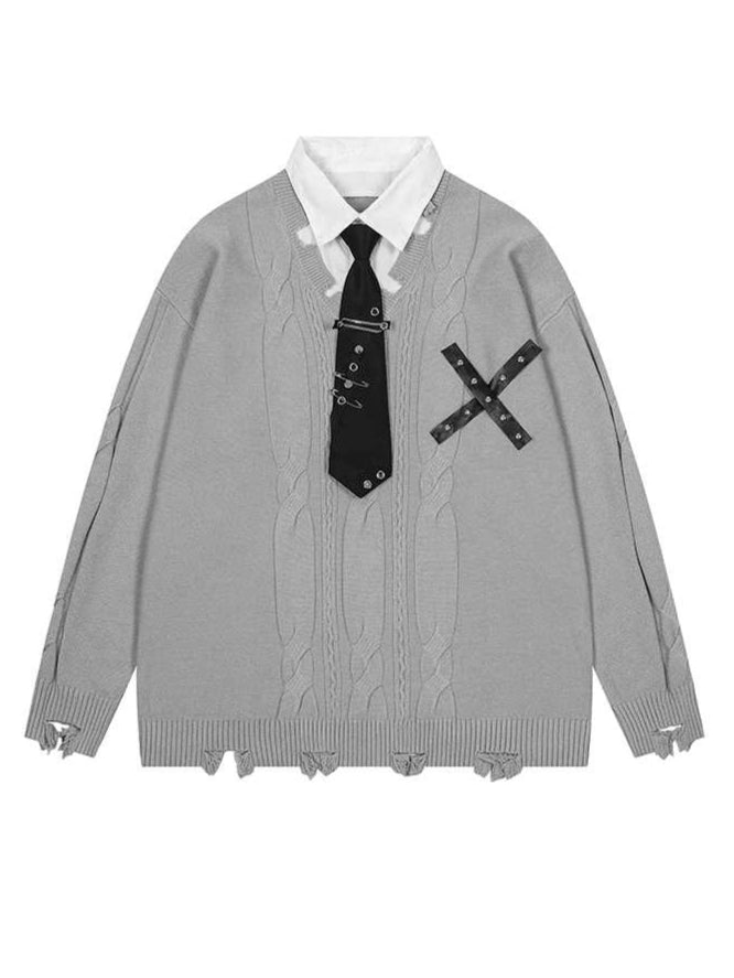 Preppy Polo Tie Sweater