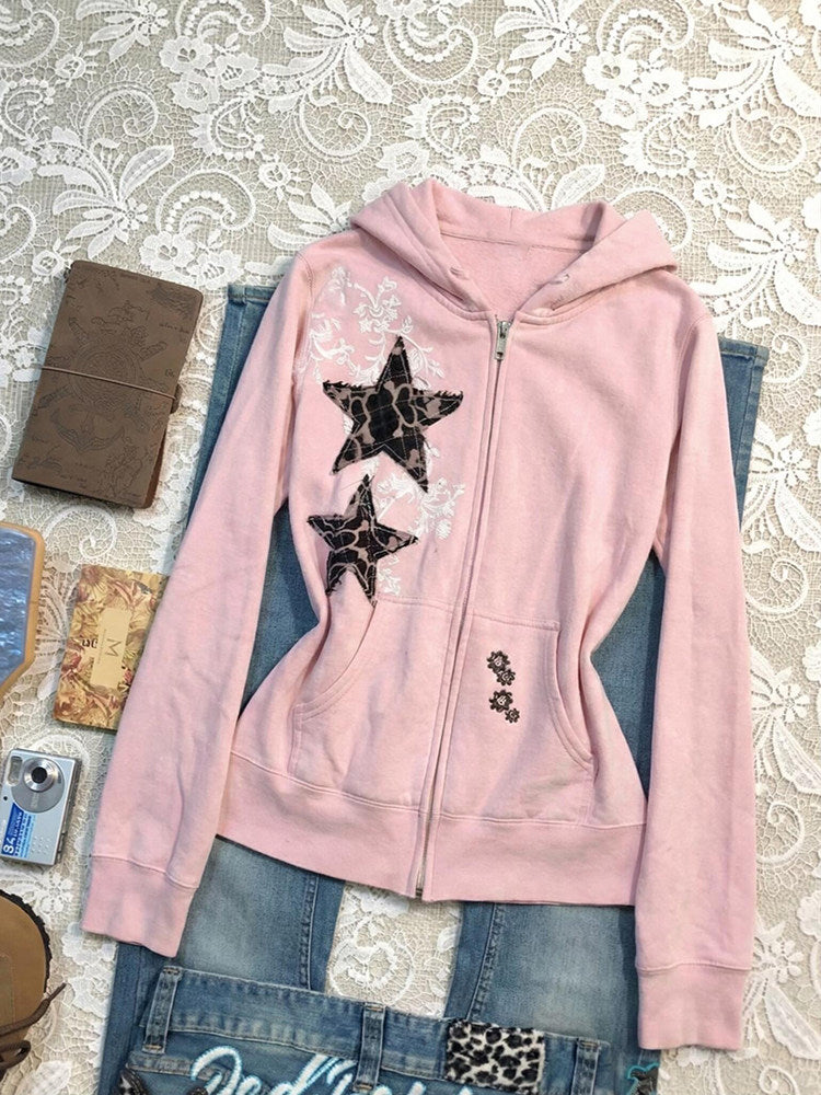 y2k pink star jacket