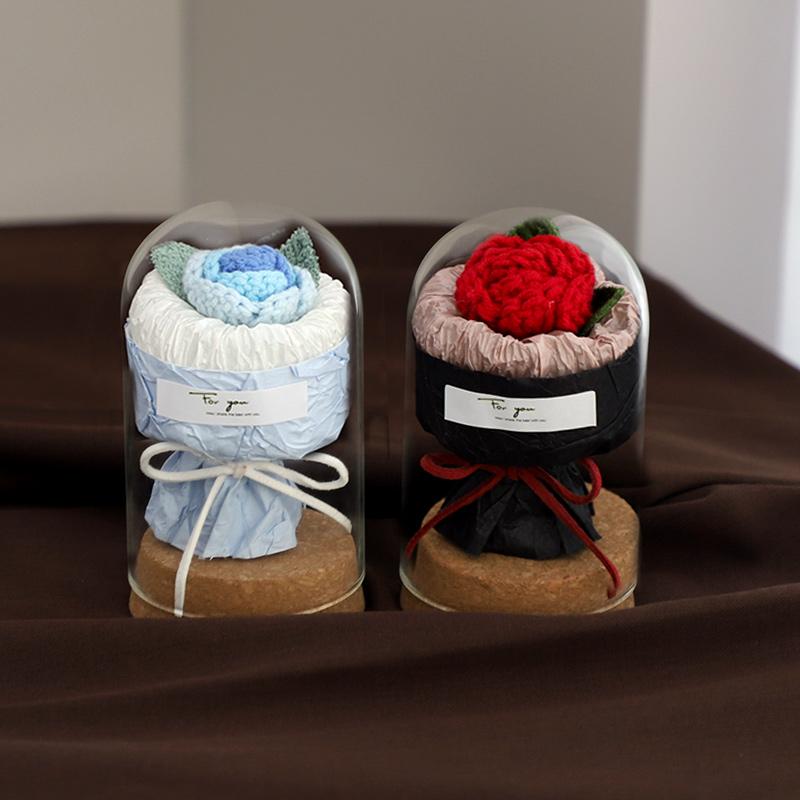 knitted handmade woolen rose bouquet