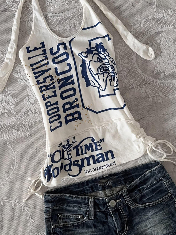 white vintage halter top